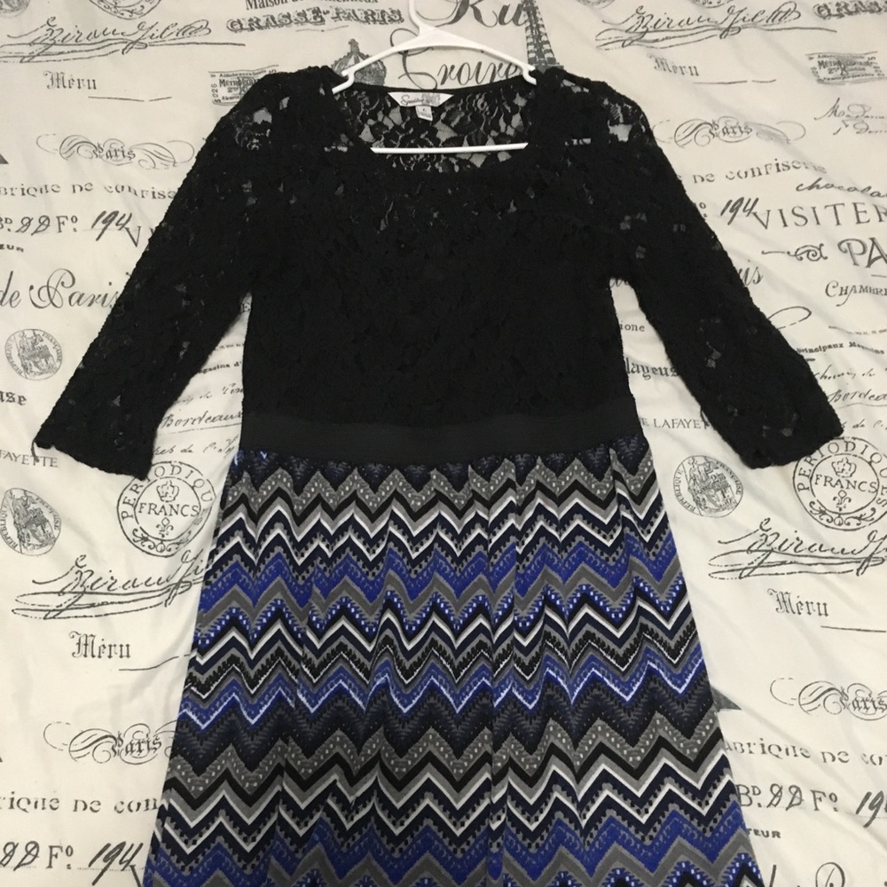 Chevron and Black Lace Dress